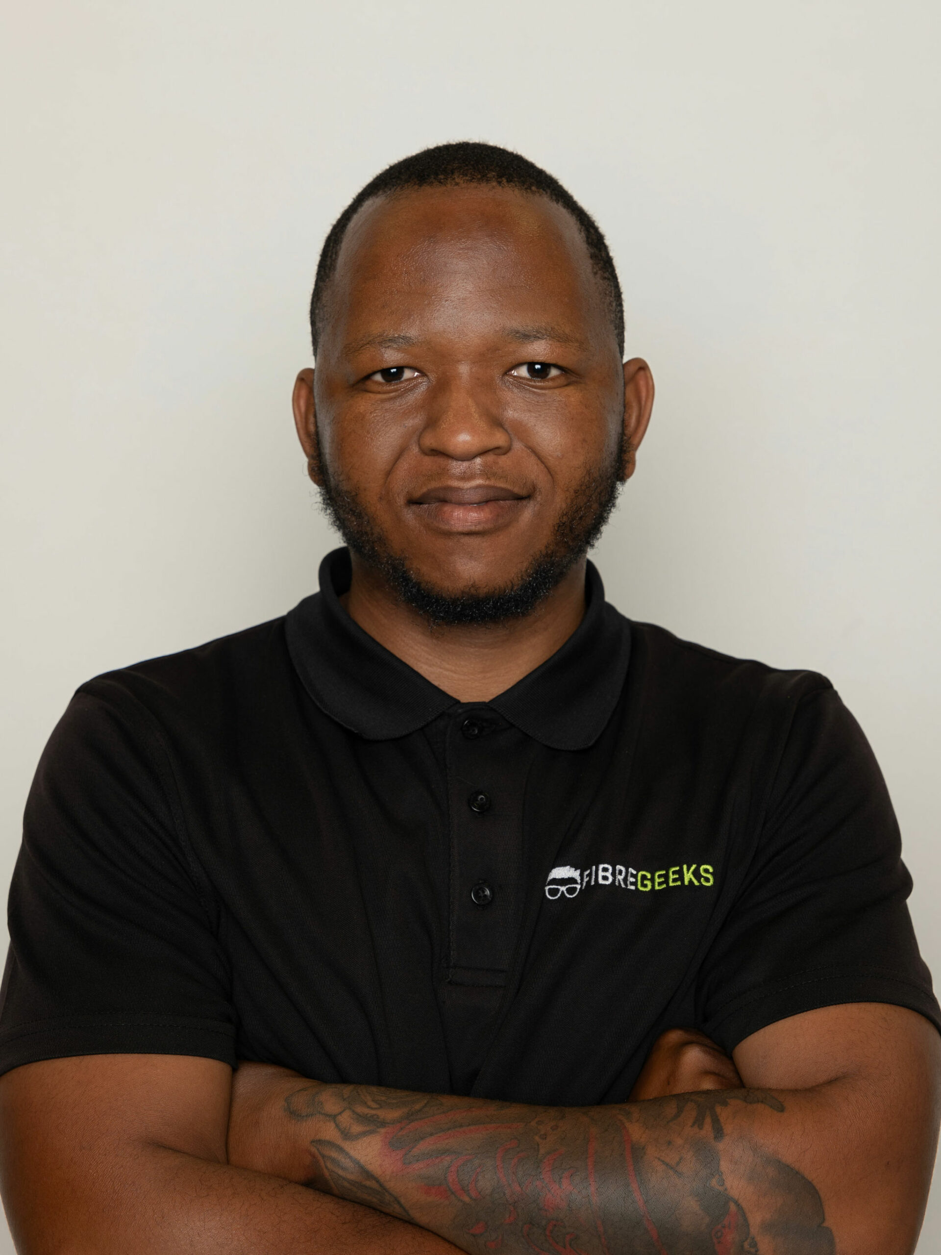 a man in a black shirt